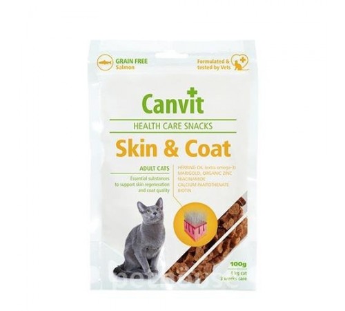 Canvit Skin and Coat - - напіввологі ласощі для краси, здоров'я і блиску шерсті для котів 100г