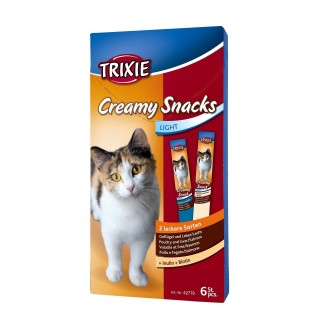 TRIXIE Жидкі Ласощі для котівCreamy Snacks(лосось)/(птах+печінка), 6х15гр TX-42719
