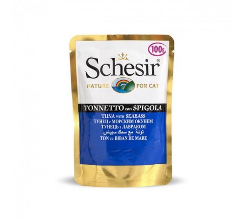 Schesir ТУНЕЦЬ З ОКУНЕМ (Tuna Seabass) в желе консерви для котів, пауч, 100 г, (C565) (751085х20шт)