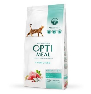 OptiMeal Sterilized Cat Turkey - сухий корм з індичкою та вівсом для стерилізованих котів, 10кг