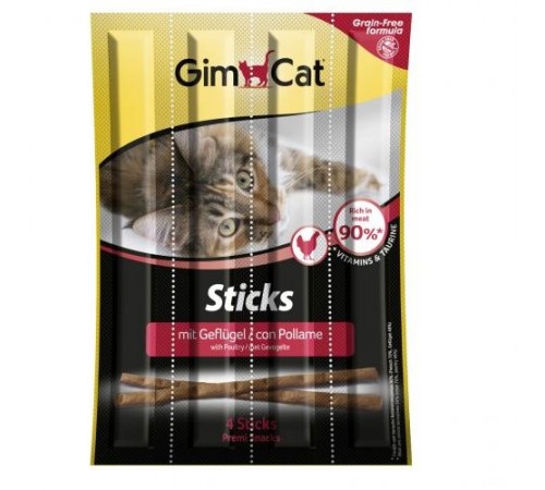 GimCat Ласощі для котів палички  Стікс з ягням та птицею 4 по 5г арт.420523