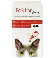 Faktor forte Краплі від бліх, кліщів та гельмінтів для котів вагою від 4 до 8 кг, (1 мл) / 30 днів
