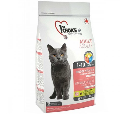 1st Choice Vitality Indoor Chicken - cухий корм з куркою для дорослих котів, 2,72кг