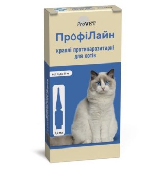 Краплі Природа PRoVET Профілайн протипаразитарні, для котів від 4 до 8кг, 4 піпетки по 1.0мл