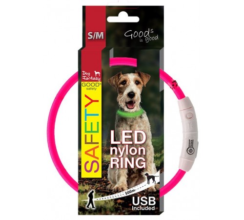 Нашийник LED рожевий 45см