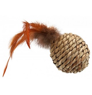 Magic Cat Sea Grass ball with feathers - іграшка для котів кулька з морської трави та пір'ям 9см