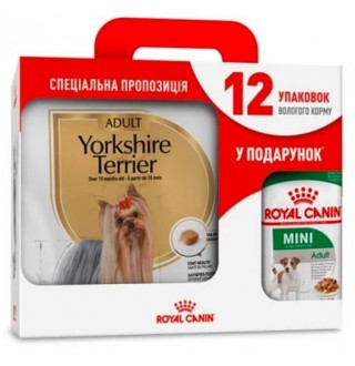 Royal Canin Yorkshire Terrier Adult - сухий корм для собак породи йоркширський тер'єр віком з 10 місяців, 3кг і 12 паучів у подарунок