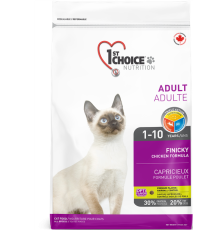 1st Choice Finicky Chicken - сухий корм з куркою для активних або перебірливих котів, 350г