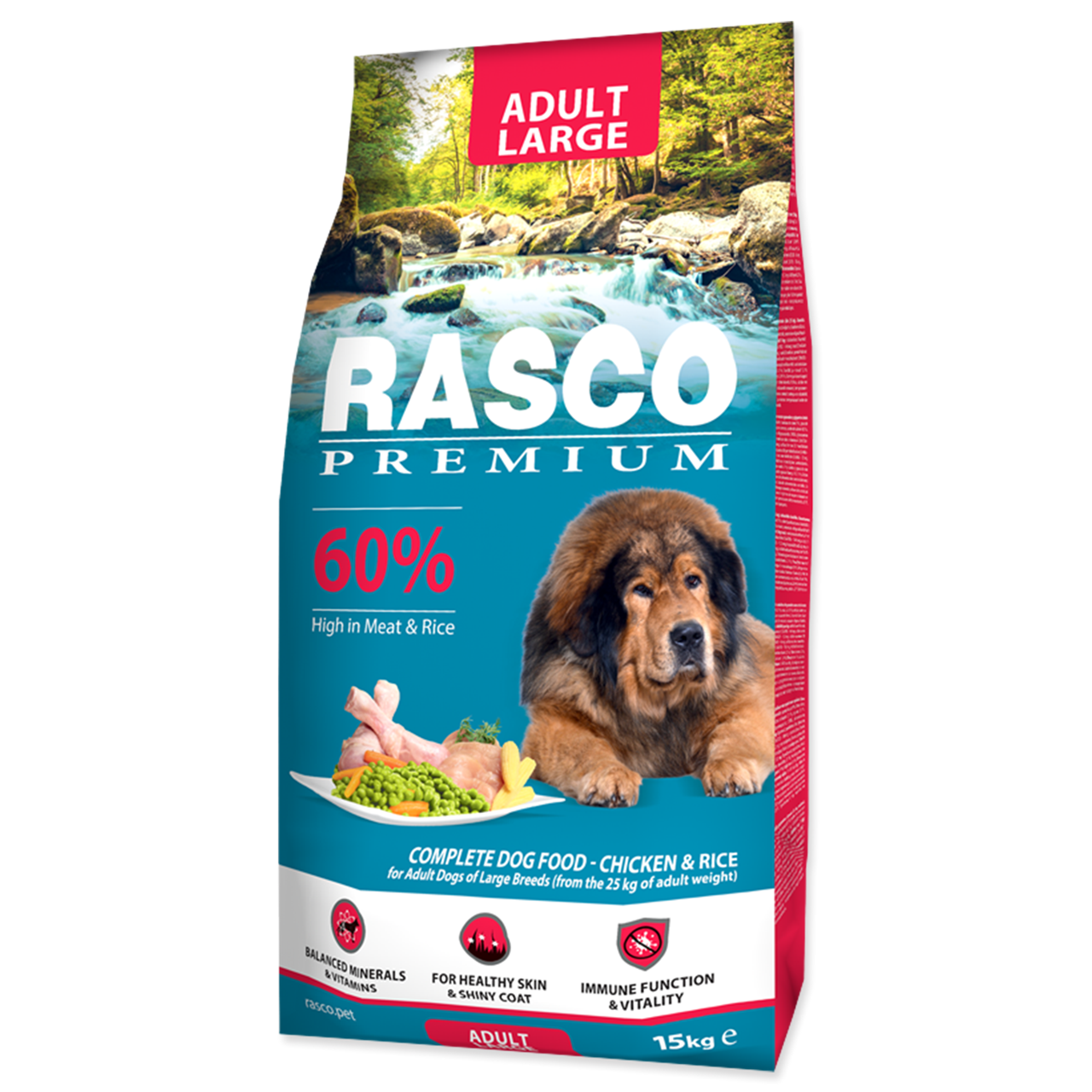 Rasco Premium Adult Large Сухий корм для дорослих собак, великих і гігантських порід, вагою понад 25 кг., з курячим м'ясом і рисом ,15кг
