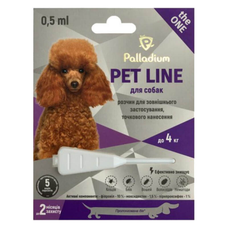 Palladium Pet Line The One Dog - Палладіум протипаразитарні крапли на холку від бліх, кліщів та гельмінтів для собак, до 4кг