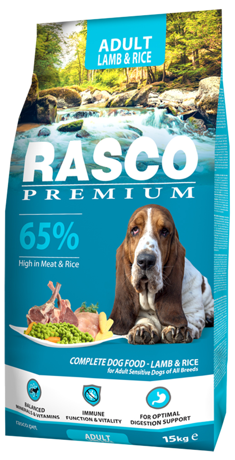 Rasco Premium Adult Lamb and Rice - повнораціонний сухий корм для собак усіх порід, ягня з рисом, 15кг
