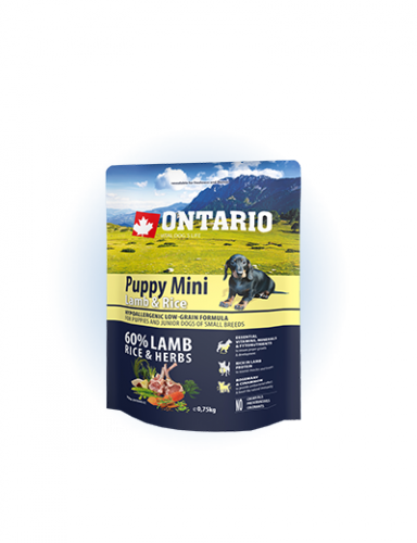 Ontario Puppy Mini Lamb&Rice - сухий корм для цуценят дрібних порід з ягням та рисом, 750г