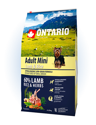 Ontario Adult Mini Lamb&Rice - сухий корм для дорослих собак дрібних порід з ягням та рисом, 6,5кг