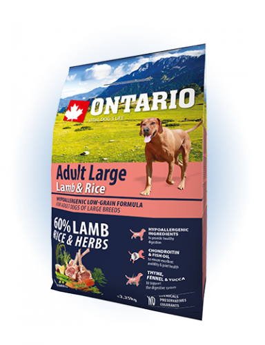 Ontario Adult Large Lamb&Rice - сухий корм для дорослих собак великих порід з ягням та рисом, 2,25кг