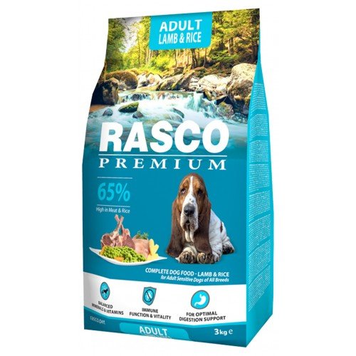 Rasco Premium Adult Lamb and Rice - повнораціонний сухий корм для собак усіх порід, ягня з рисом, 3кг
