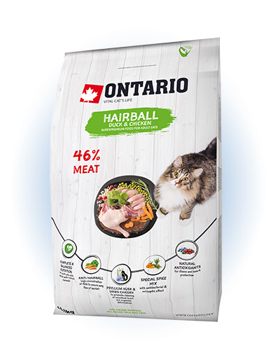 Ontario Cat Hairball - сухий корм для котів, виведення грудочок шерсті, 2кг