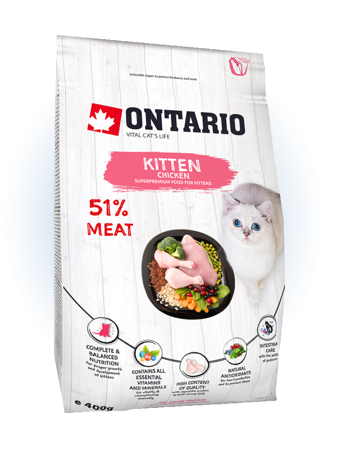Ontario Kitten Chicken - сухий корм для кошенят з куркою, 400г